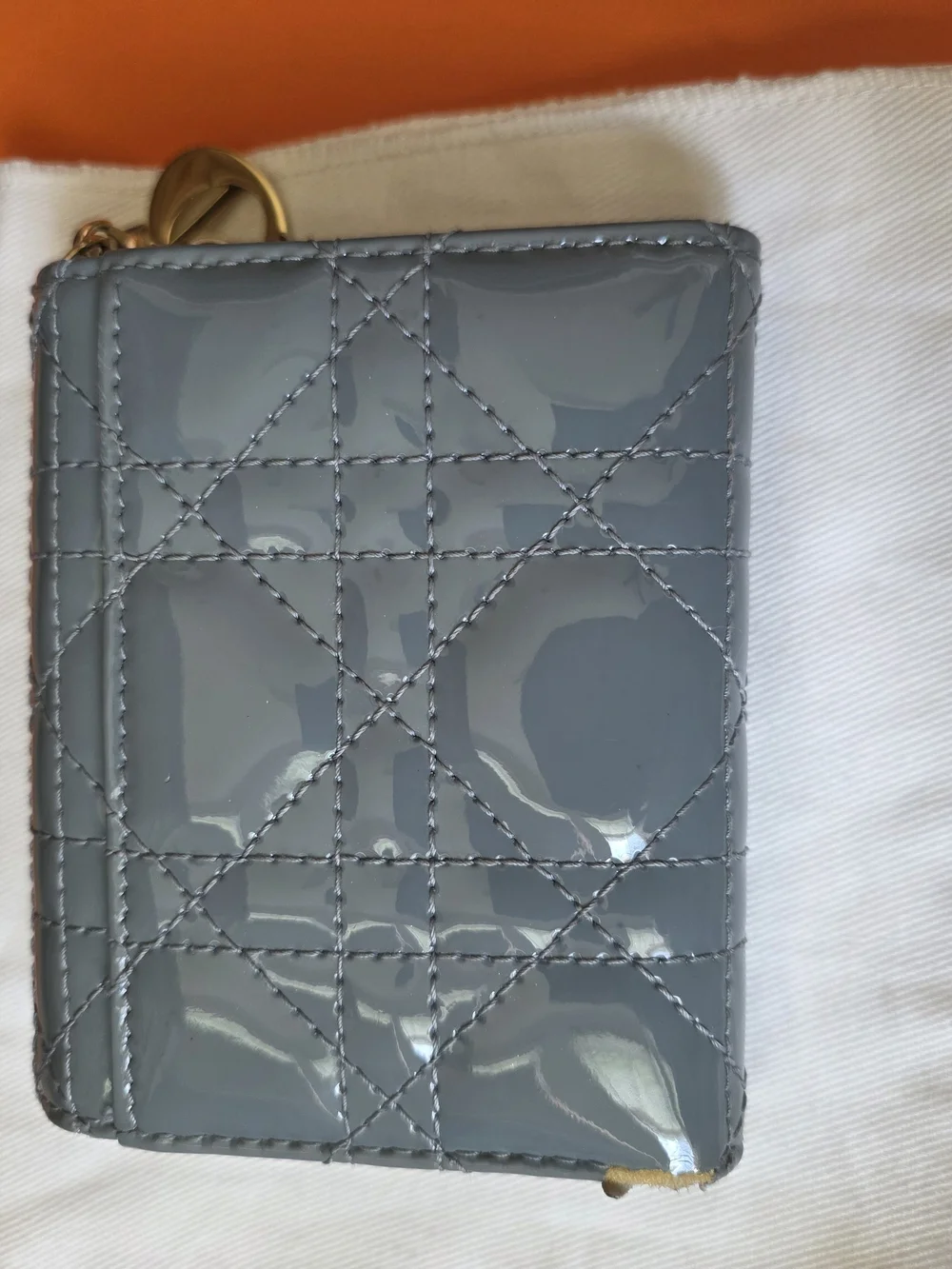 Lady Dior Lotus Patent Quilted Wallet